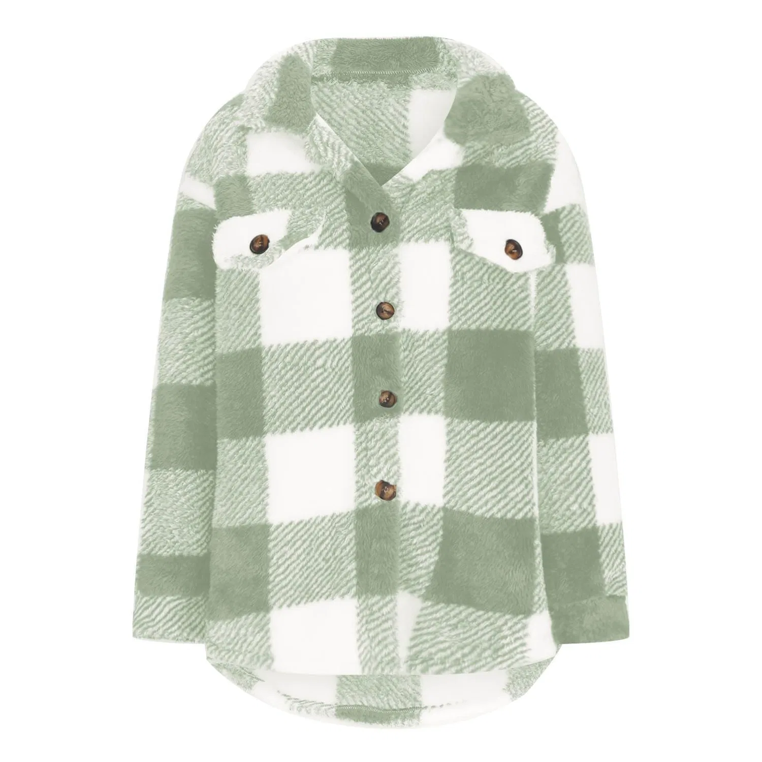 Женская флисовая куртка с принтом Plaid Fleece Jacket, green — фото 3