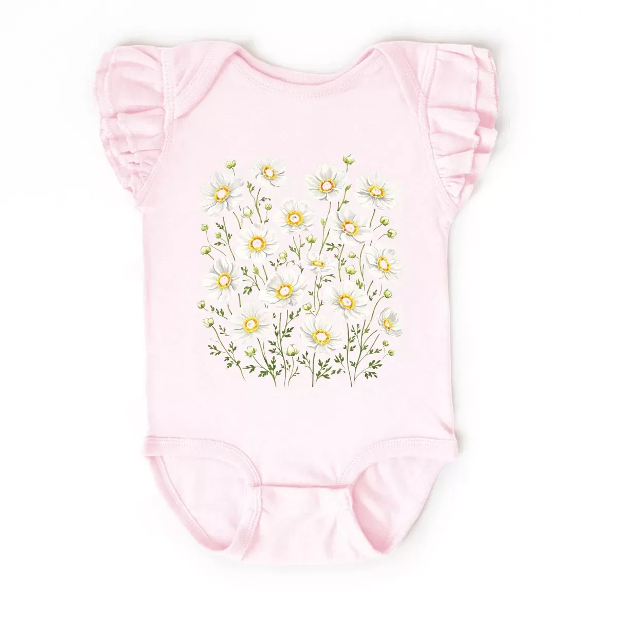 Детский боди-комбинезон для девочек с коротким рукавом Watercolor Daisies The Juniper Shop, Ballerina