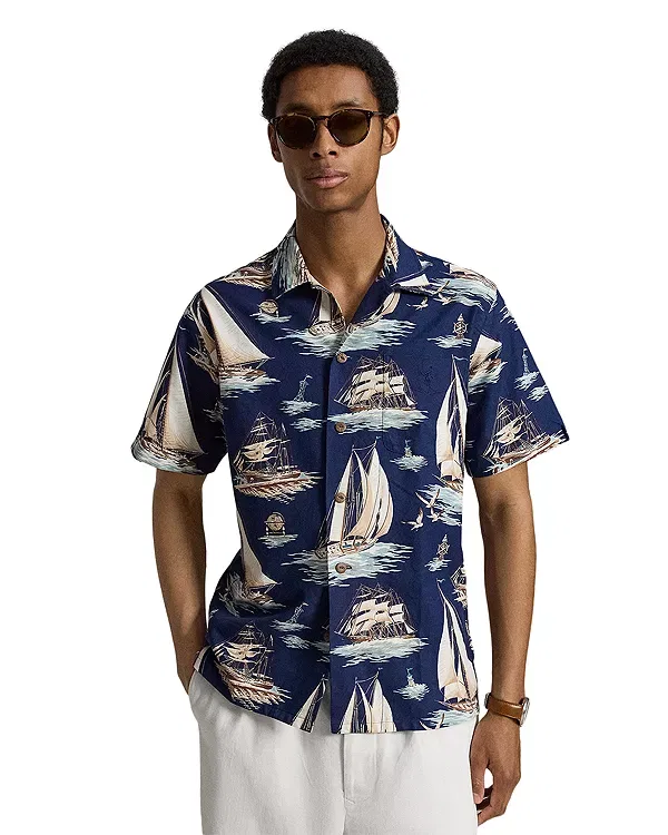 Мужская рубашка с принтом Sailboat print oxford shirt Polo Ralph Lauren, мультиколор