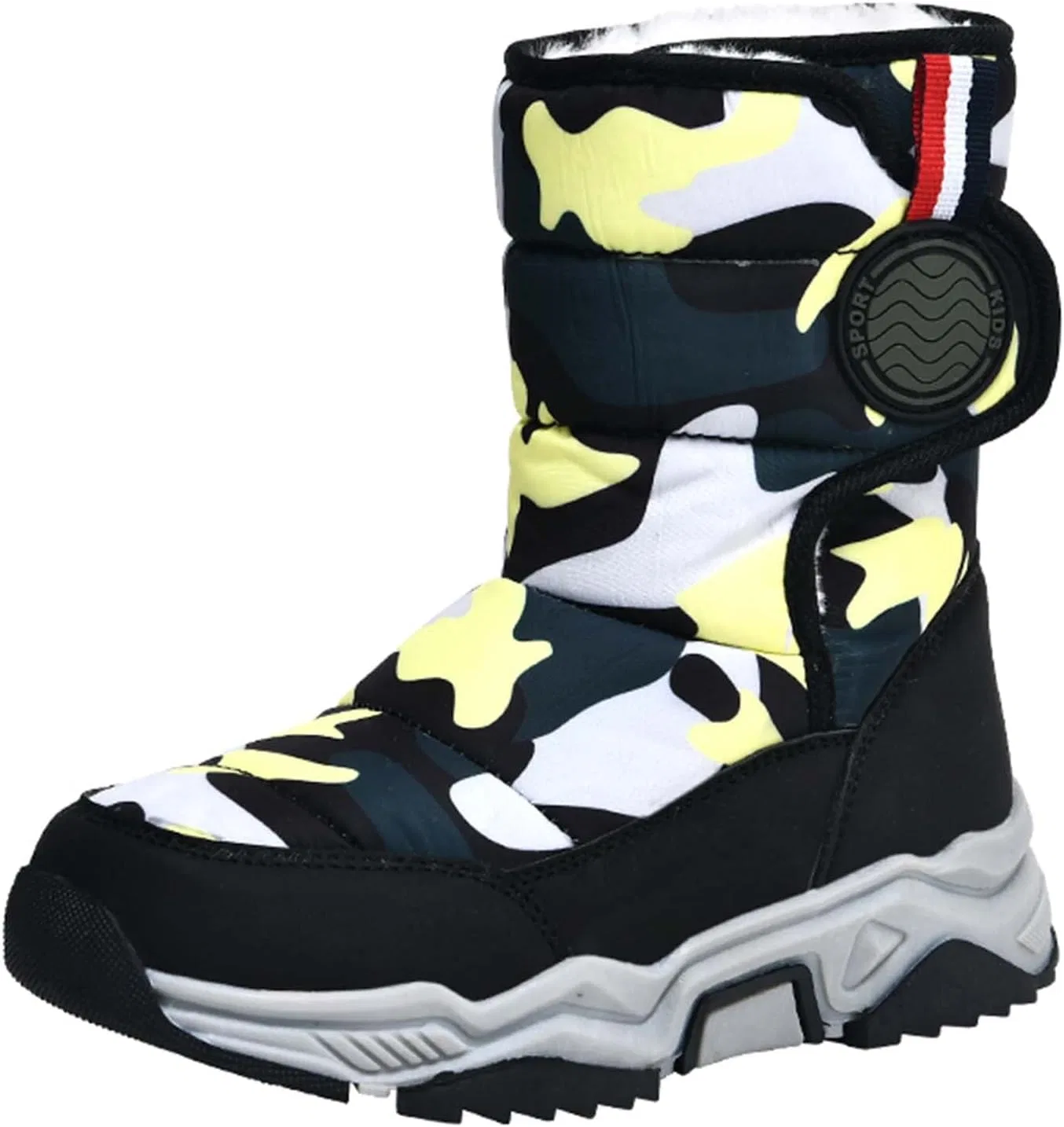Детские зимние ботинки для девочек и мальчиков с мехом CERYTHRINA, Black/Yellow