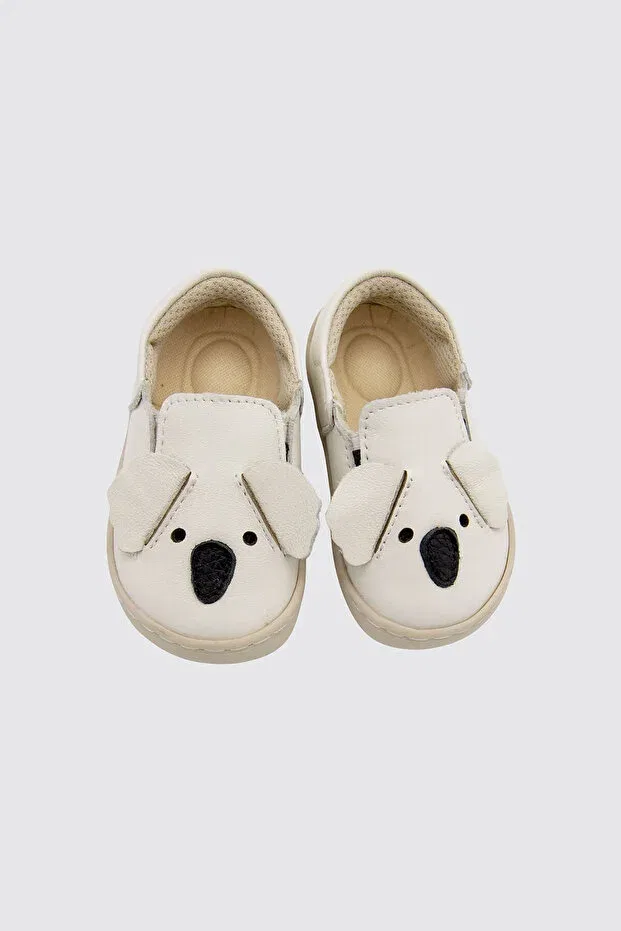 Детские пинетки для новорожденных из натуральной кожи с принтом коала Genuine leather first step shoes cream koala themed Beybium, Nude Color — фото 3