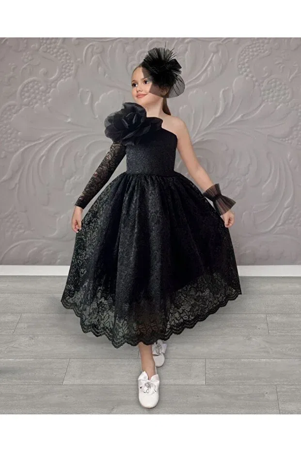 Детское кружевное платье для девочек Modest Kids, Black
