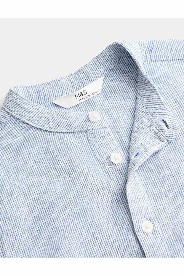 Детская рубашка для мальчиков льняная с длинным рукавом Marks & Spencer, Blue Mix — фото 2