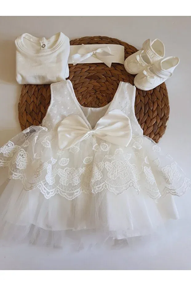 Детский комплект для девочек кружевной Pileki Baby, White — фото 4