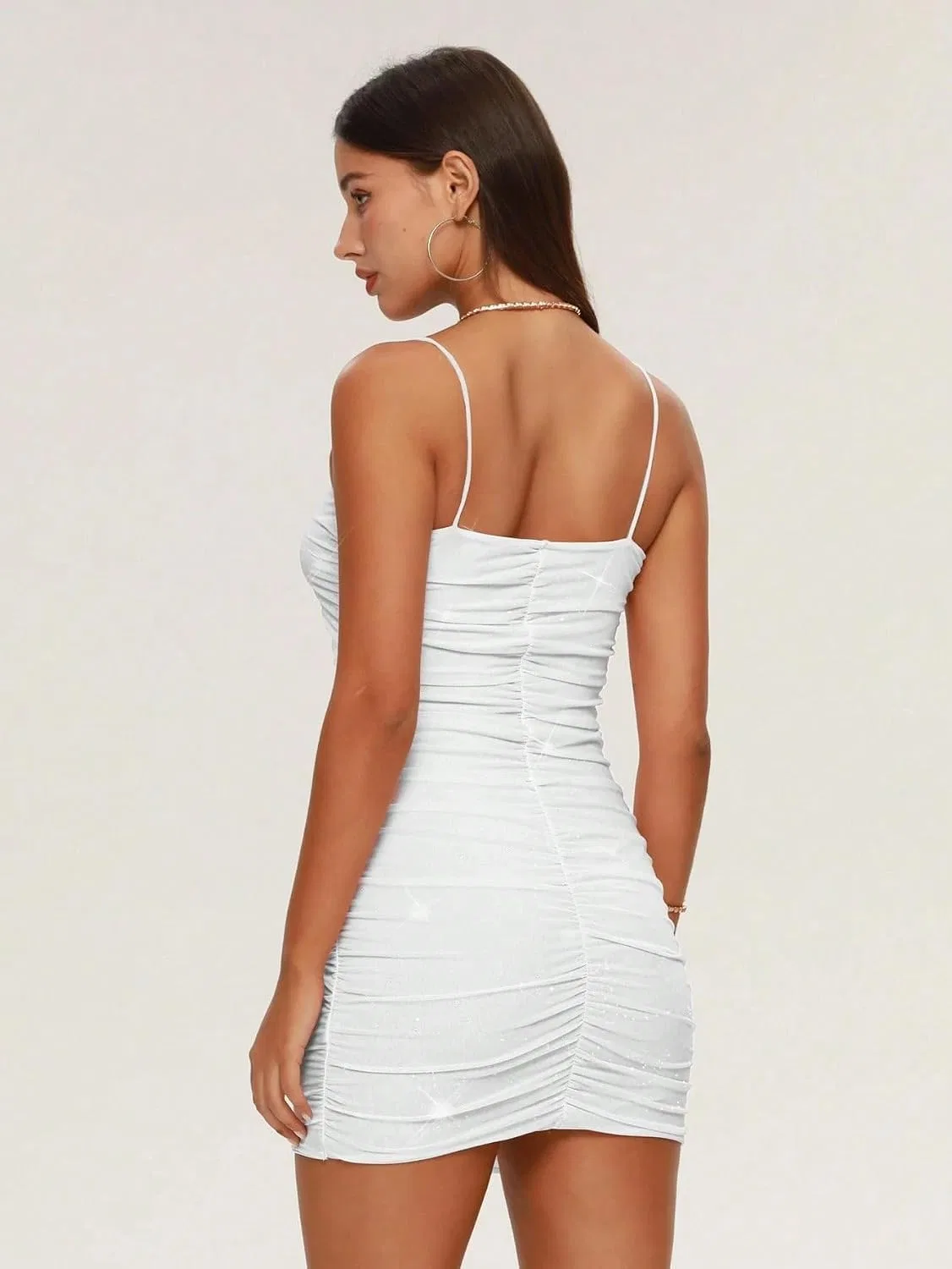 Женское мини-платье без рукавов с открытой спиной Bodycon, White — фото 2