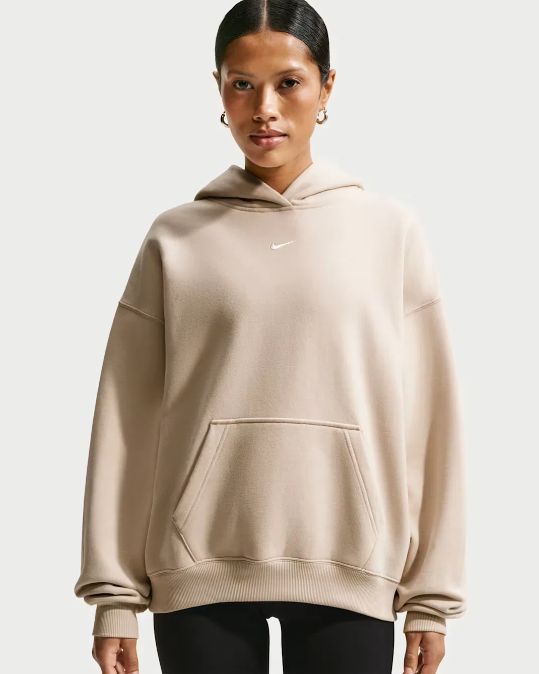 Женская толстовка с капюшоном оверсайз Nike Studio Fleece Medium Weight, Cream II/Sail