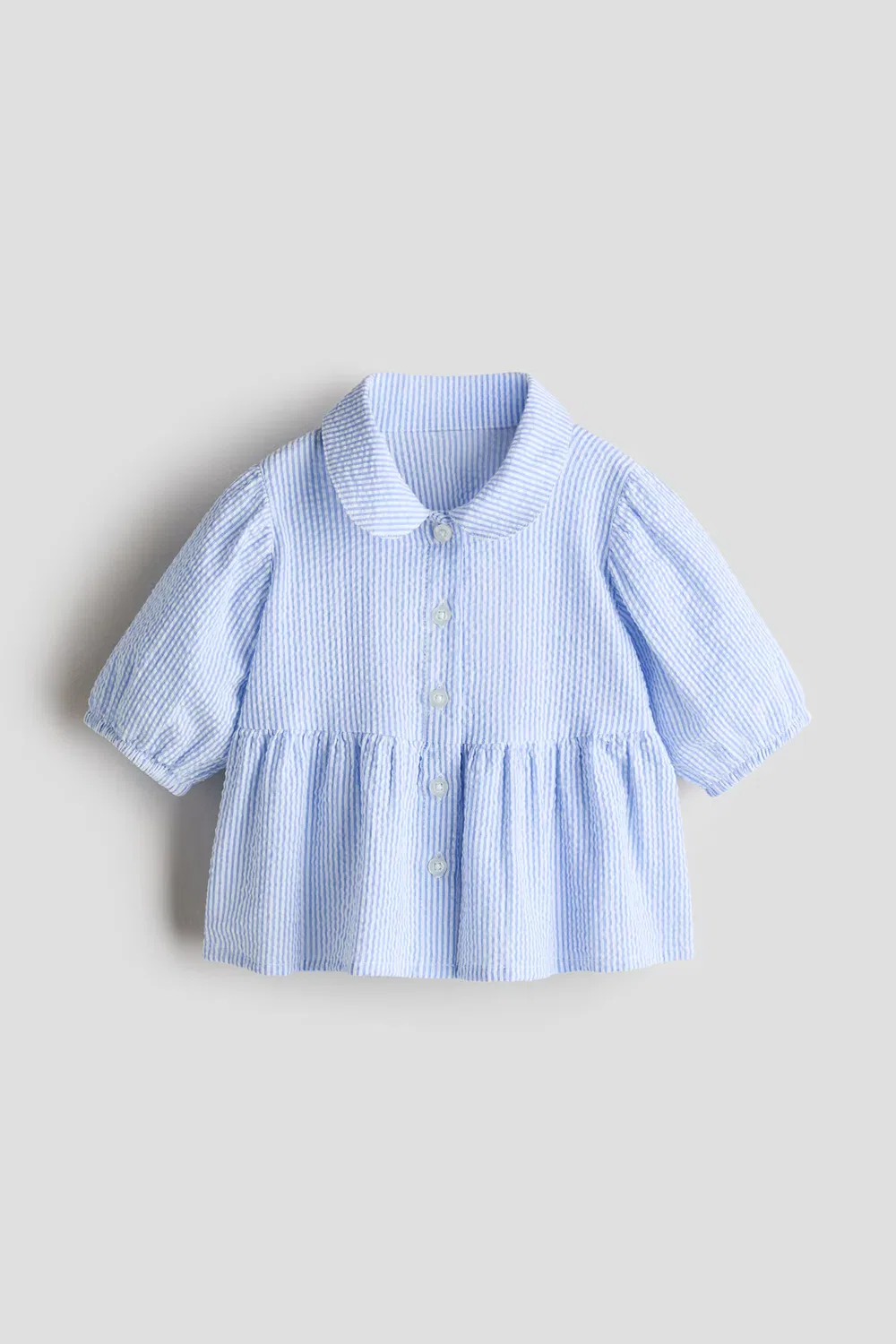 Блузка из хлопка с перьями H&M, Hellblau/Gestreift
