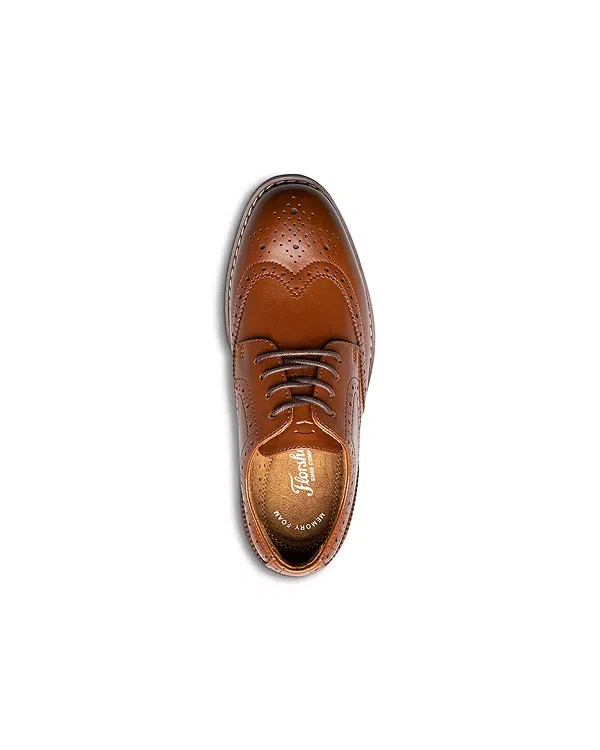 Мальчиковые классические туфли с перфорацией Rucci Wingtip Jr Oxfords Florsheim Kids, Cognac — фото 3