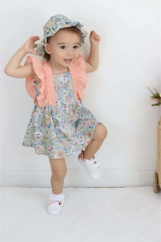 Детское хлопковое платье для девочек Mnk Baby&Kids, Powder — фото 4