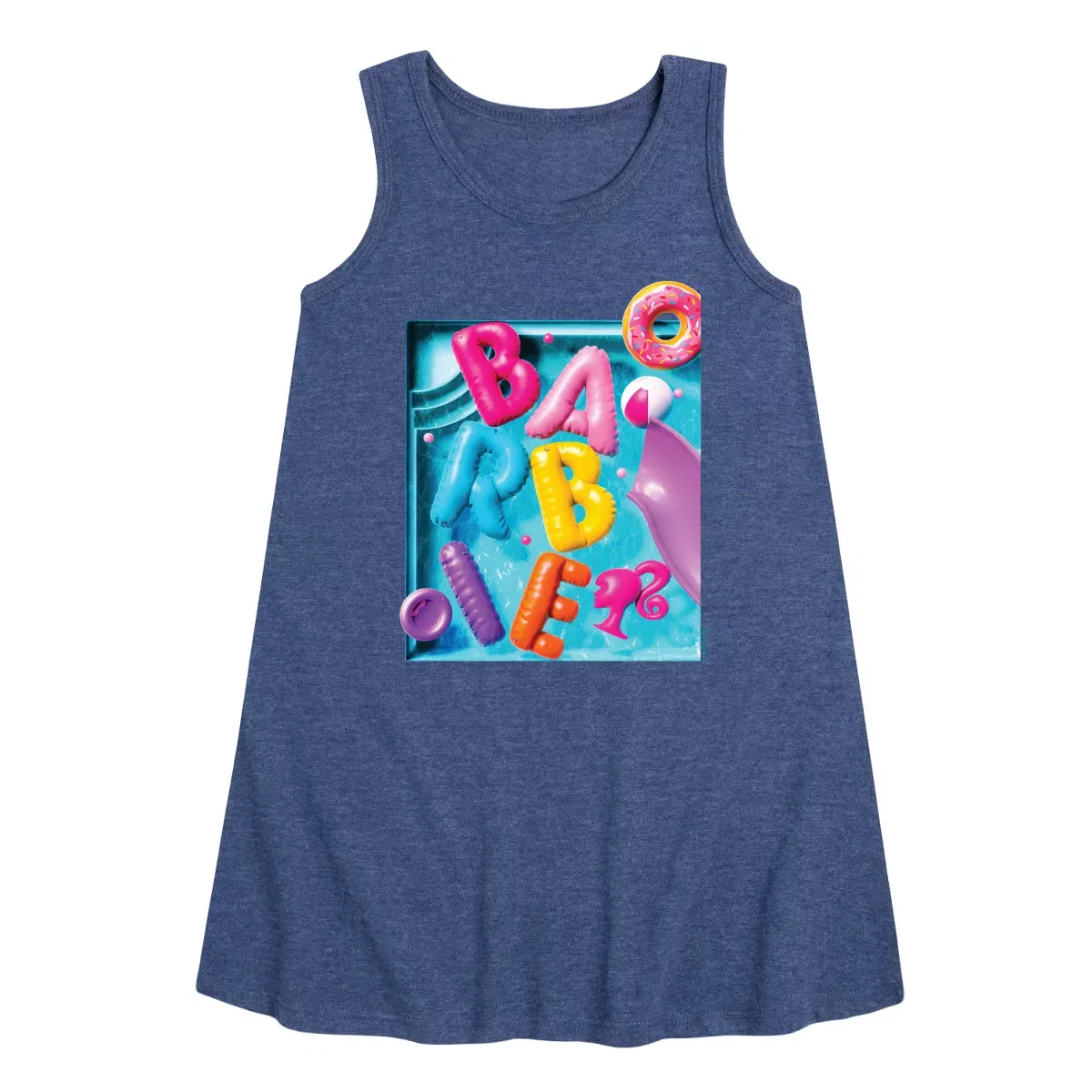 Детское платье-трапеция без рукавов Barbie Summer Pool Floaties Barbie, Heather Navy