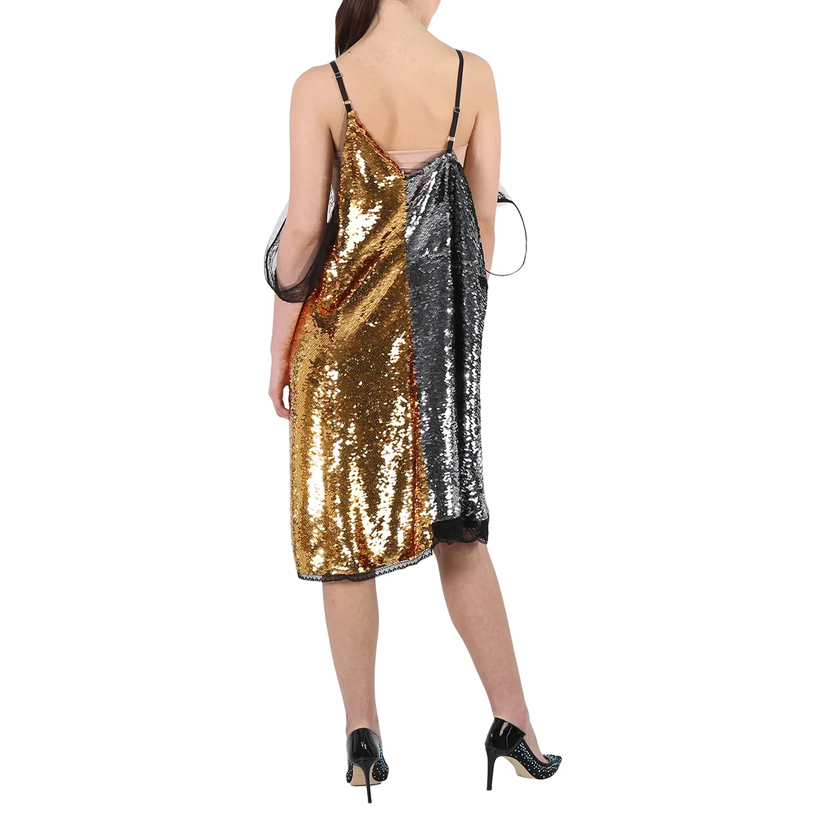 Платье для коктейля с пайетками Ladies Gold Bicolor Sequin Cocktail Dress Burberry, Gold — фото 4