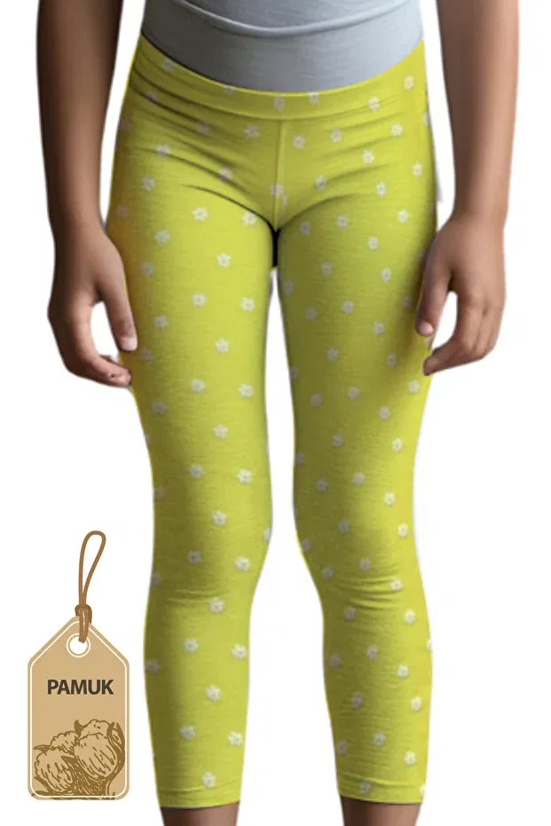 Детские леггинсы для девочек с принтом Mk Mukko Kids, Neon Yellow — фото 3