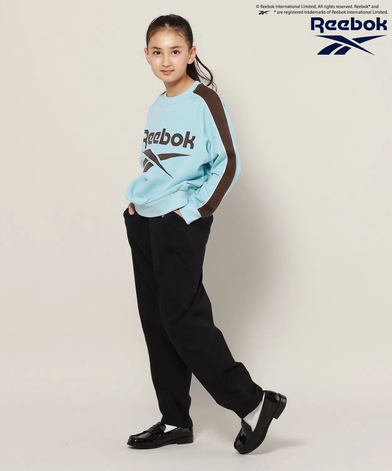 Детский свитшот с длинным рукавоми принтом Reebok, Черный — фото 2
