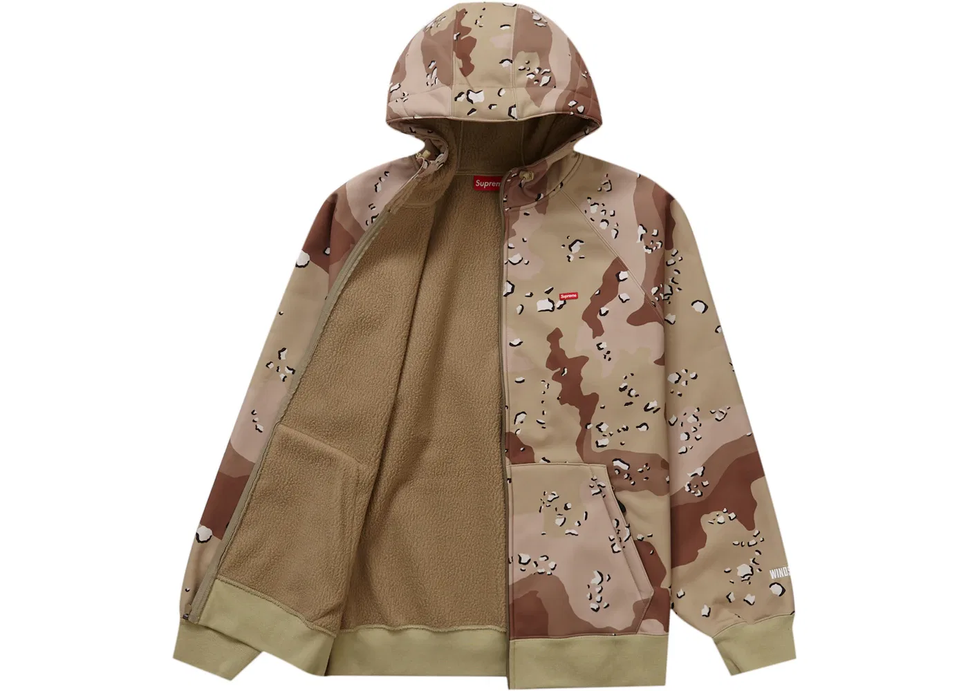 Мужская худи с капюшоном на молнии с принтом камуфляж Supreme WINDSTOPPER, Chocolate Chip Camo — фото 2