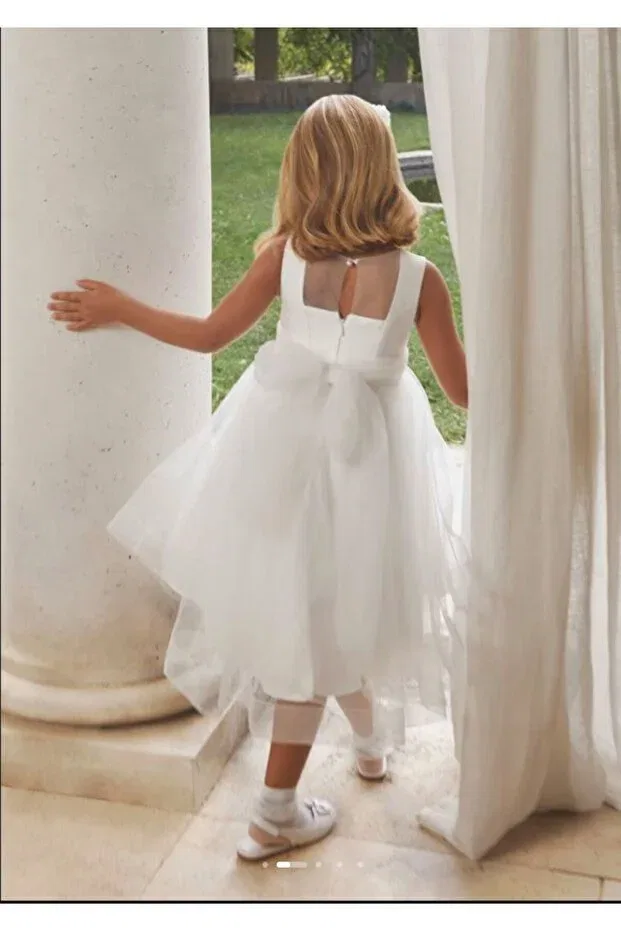 Детское платье для девочек из тюля Sleeveless Abel & Lula, White — фото 2