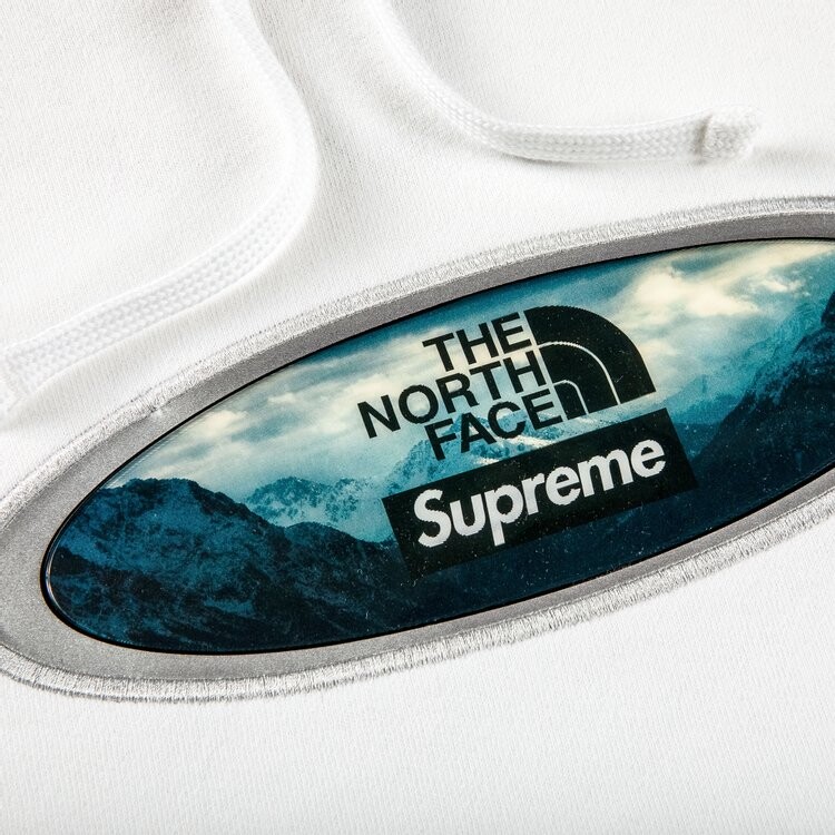 Толстовка Supreme x The North Face Lenticular Mountains Hooded Sweatshirt 'White', белый — фото 3