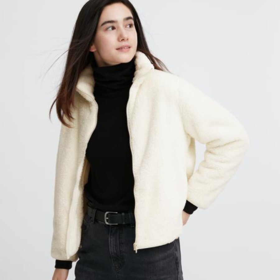 

Толстовка Uniqlo Fluffy Fleece Zipped, молочный, Белый, Толстовка Uniqlo Fluffy Fleece Zipped, молочный