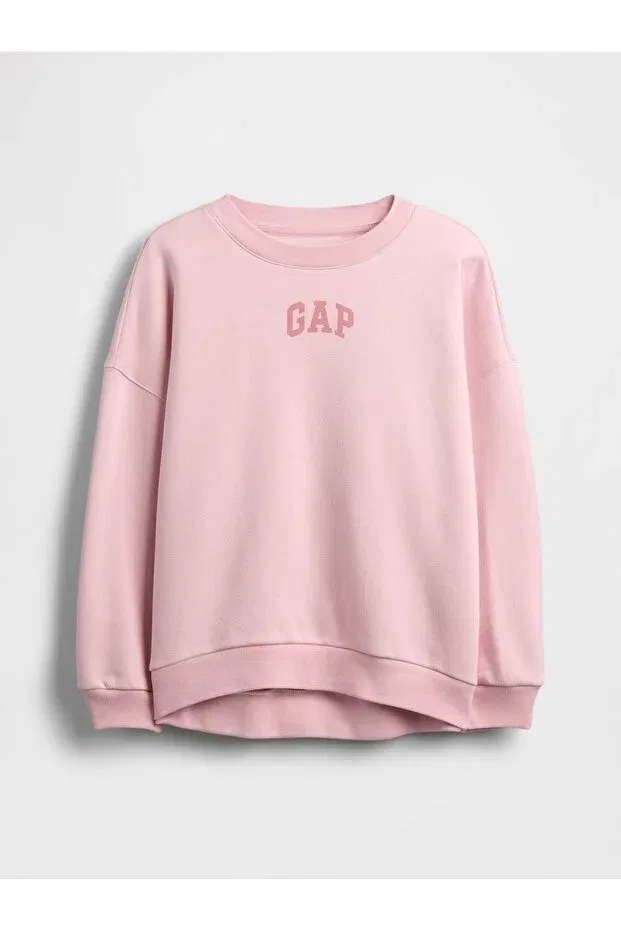 Детское худи для девочек с принтом Oversized D Logo Gap, Light Pink-001