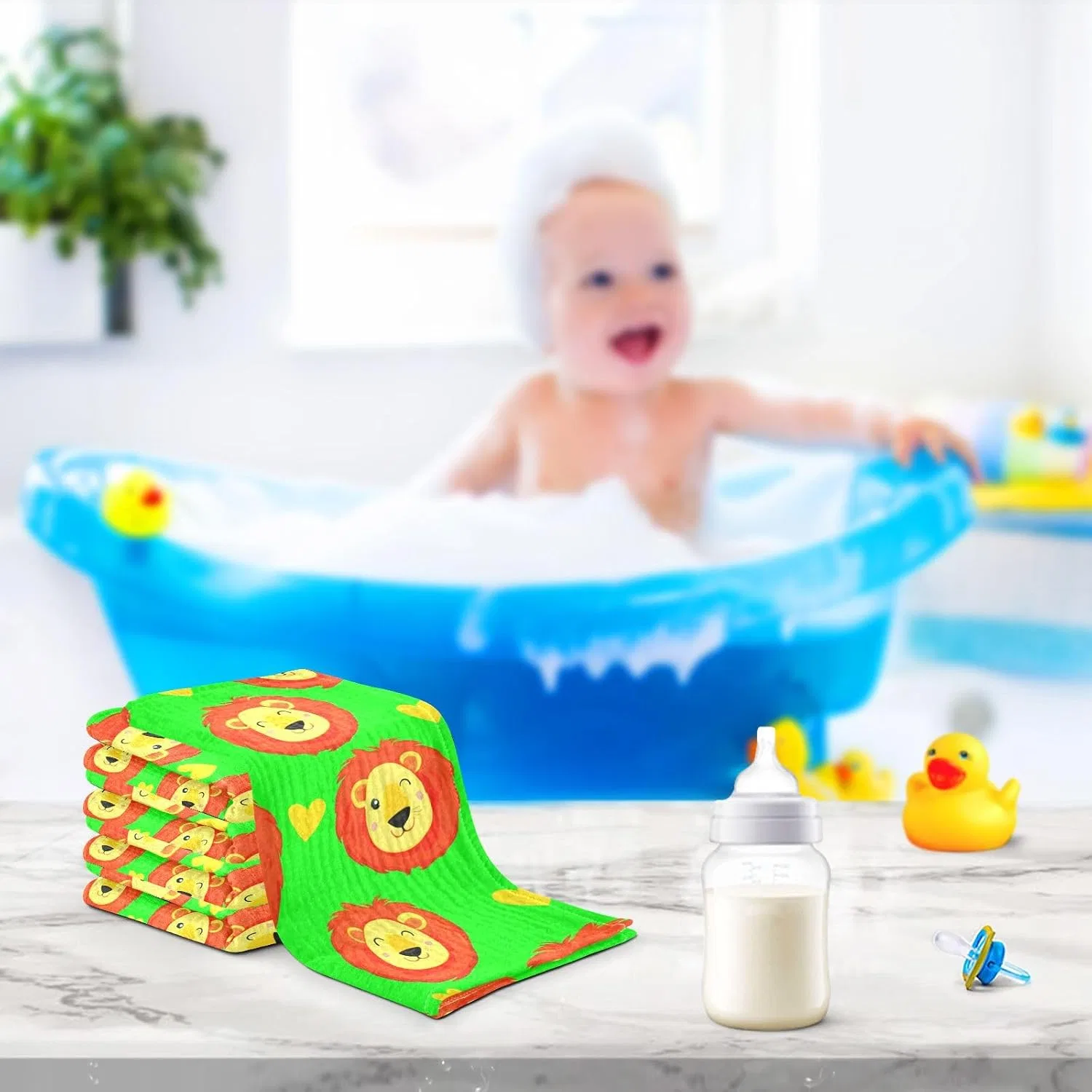 Махровая салфетка для лица из муслина 30x30 см, 5 штук, JUMBEAR — фото 4