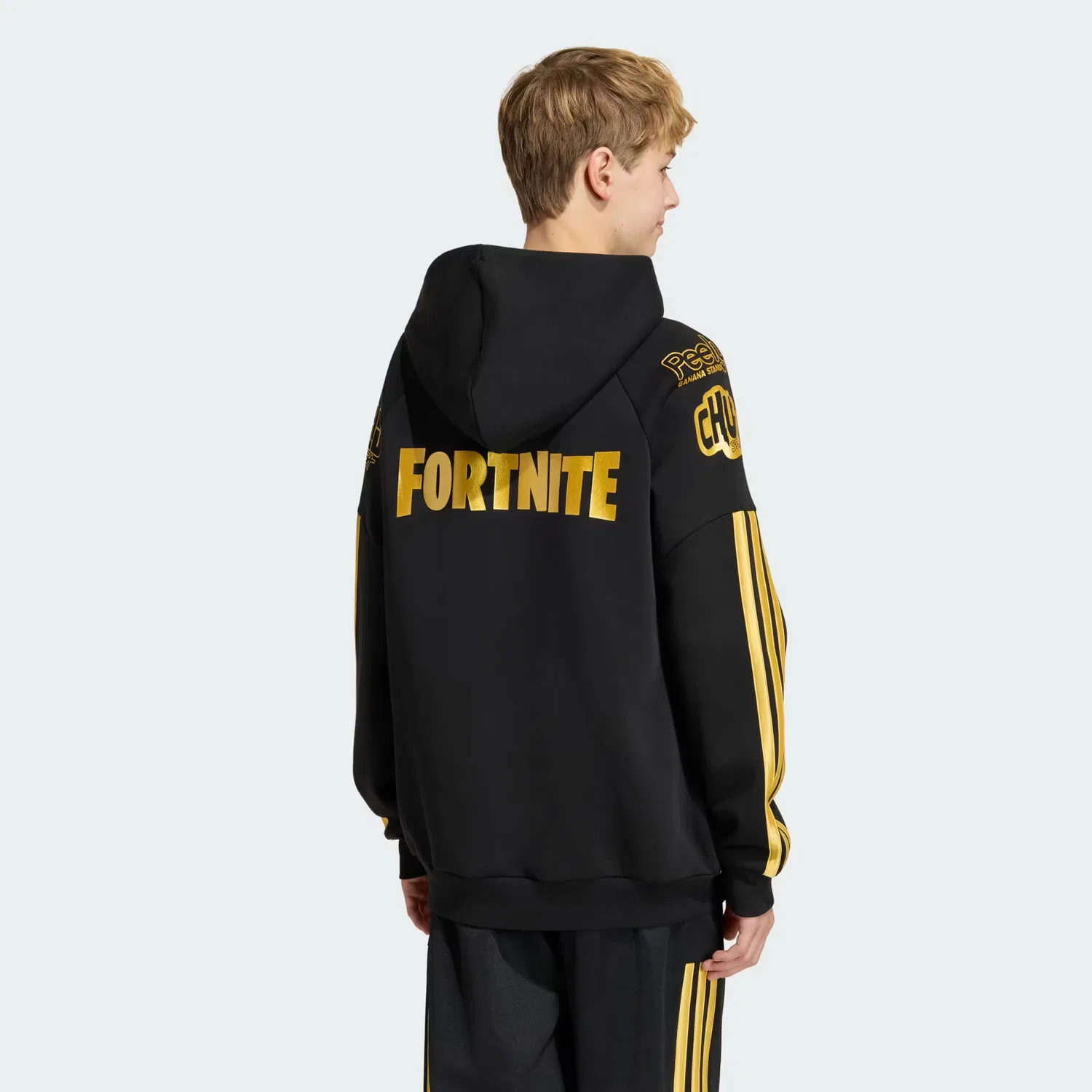 Детское худи свободного кроя adidas x Fortnite Adidas Sportswear, черный/золотой металлик — фото 4