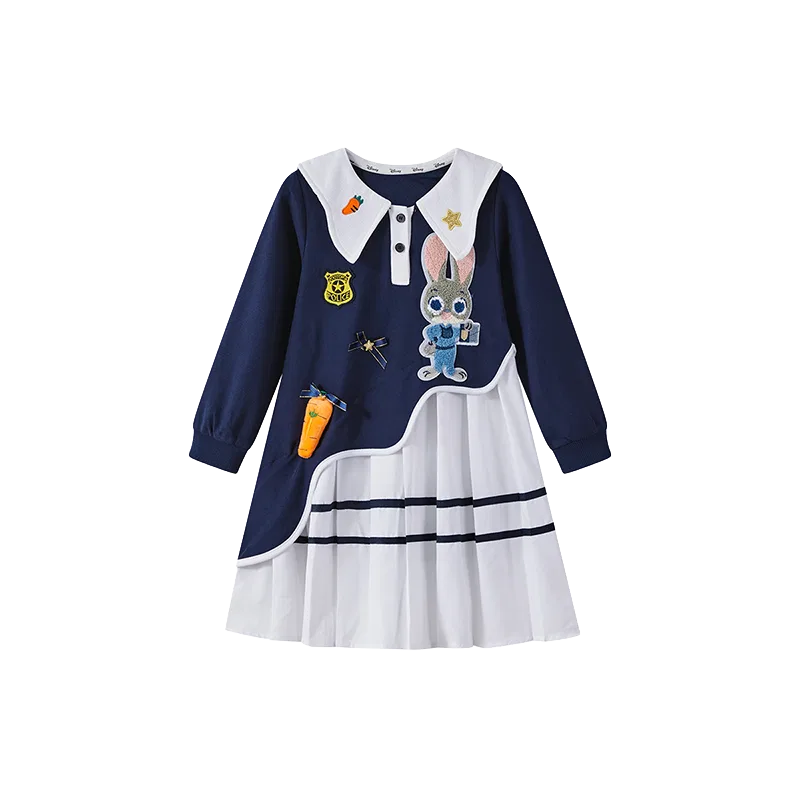 Детское платье для девочек с воротником Disney Pre School Dresses Navy Collar Midi Skirt, Navy Blue