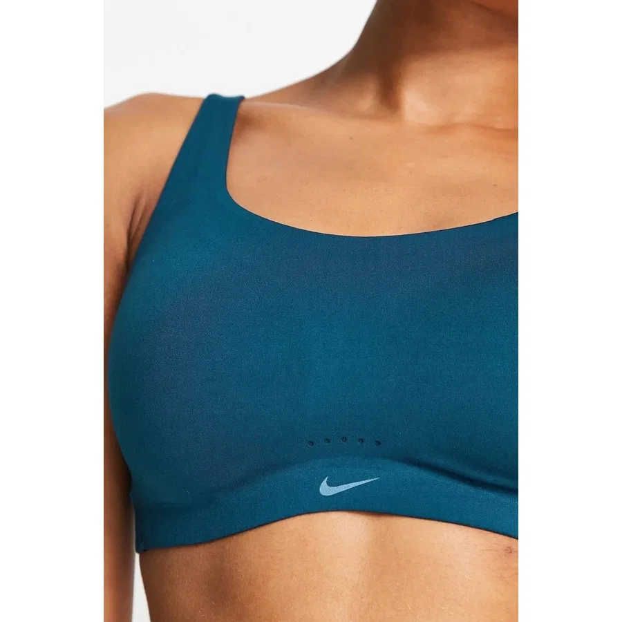 Спортивный бюстгальтер с принтом Nike Dri-FIT Alate Minimalist, Синий — фото 3