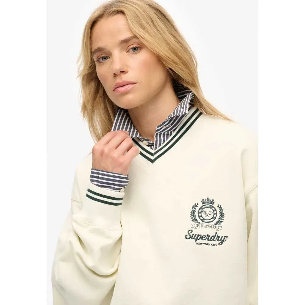 Свитшот Superdry Country Club Loose, бежевый — фото 4