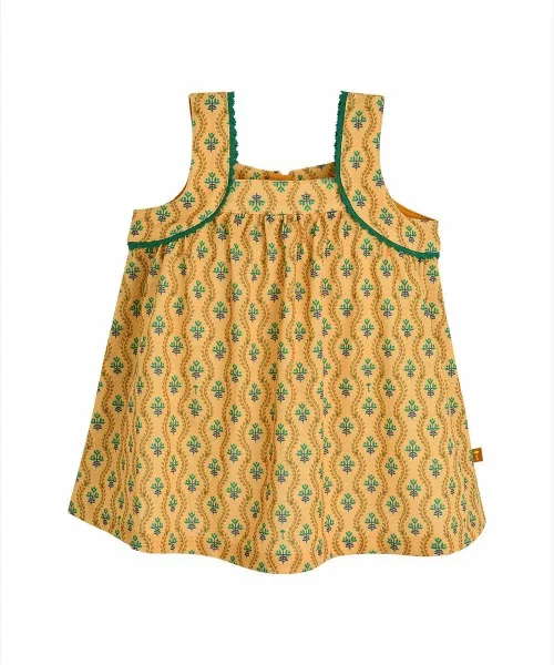 Детский комплект кардигана и платья без рукавов с принтом Miel Cardigan & Dress moimoln, Yellow — фото 3