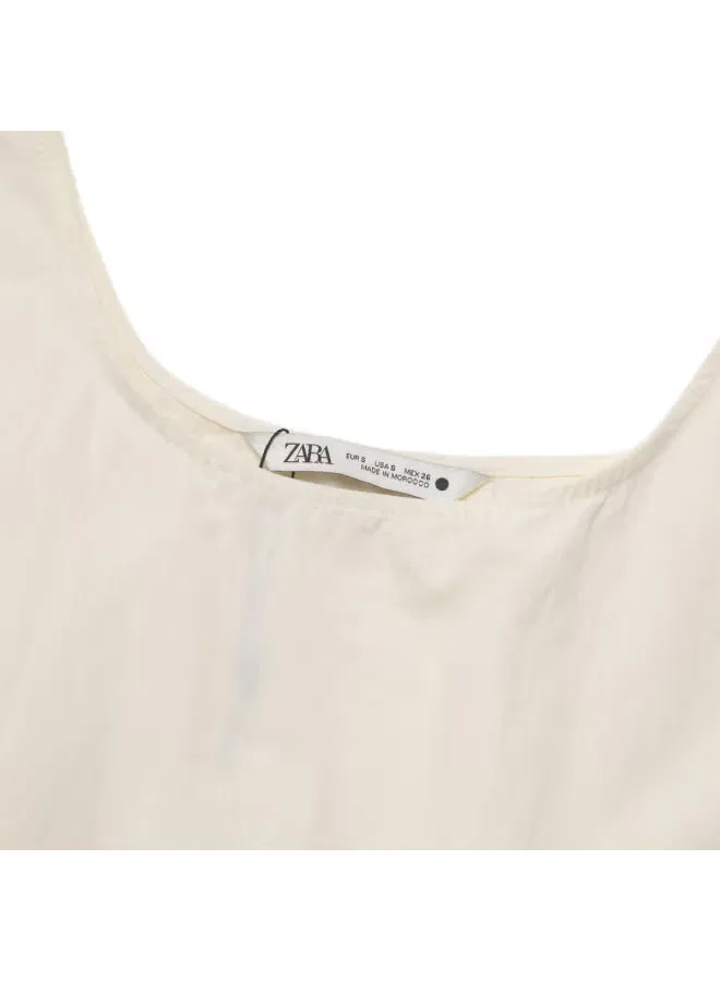 Топ без рукавов с боковыми разрезами Zara, светло-желтый — фото 4