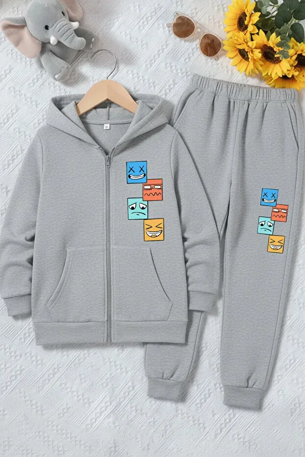 Детский спортивный комплект для мальчиков с принтом Fyk Kids, Black-Grey-Navy Blue — фото 3