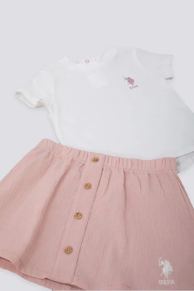 Детский комплект для девочек с принтом U.S. Polo Assn., Nude Color — фото 2