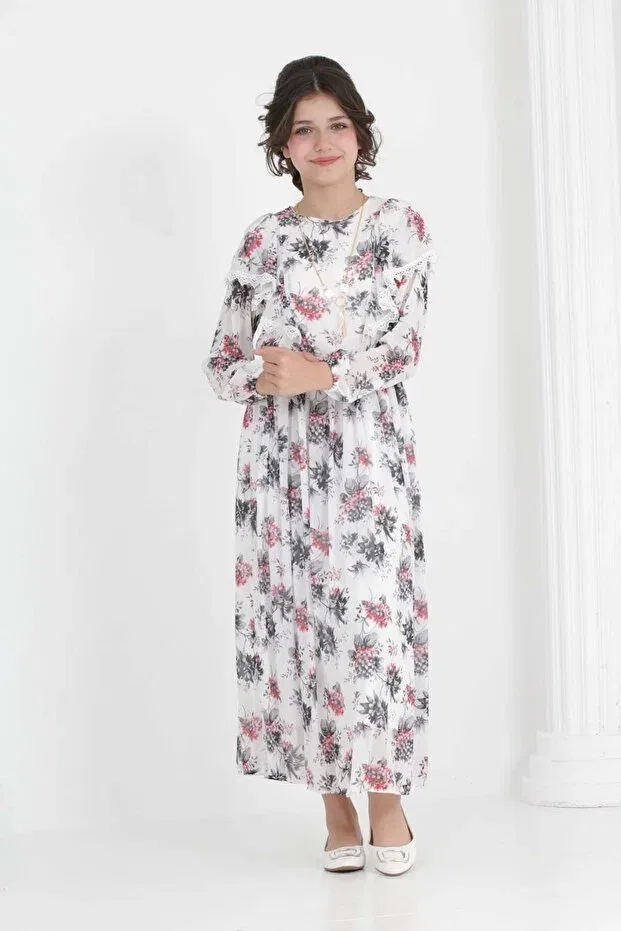 Детское платье для девочек с принтом Asortix, Black Floral — фото 4