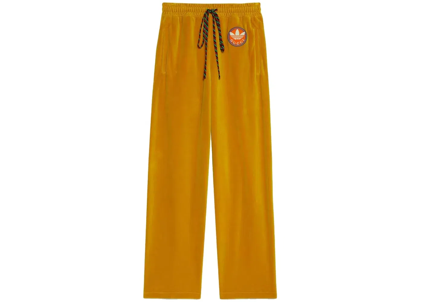 Женские брюки из хлопка с принтом Gucci x Adidas Chenille Cotton Pant, Dark Yellow