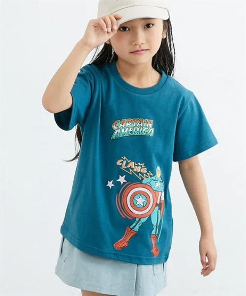 Детская футболка с принтом Captain America Модель Blue QUNTSTYLE, Blue