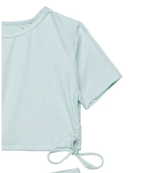 Детский купальник для девочек с коротким рукавом Freya Rib Short Sleeve Side Tie Swim Set Gottex Kids, Light-Green — фото 3