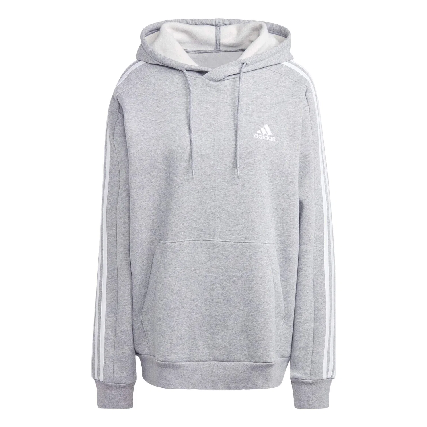 Мужское худи с длинным рукавом Essentials 3-Streifen Adidas, Grau Weiss Weiss — фото 2