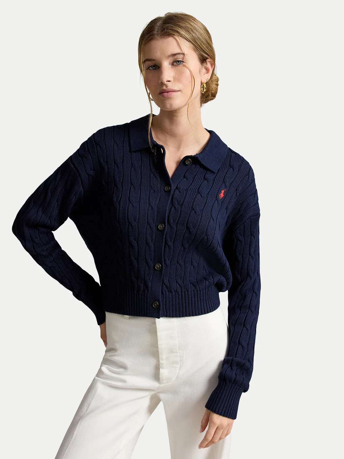 Женский кардиган прямого кроя Polo Ralph Lauren, темно-синий