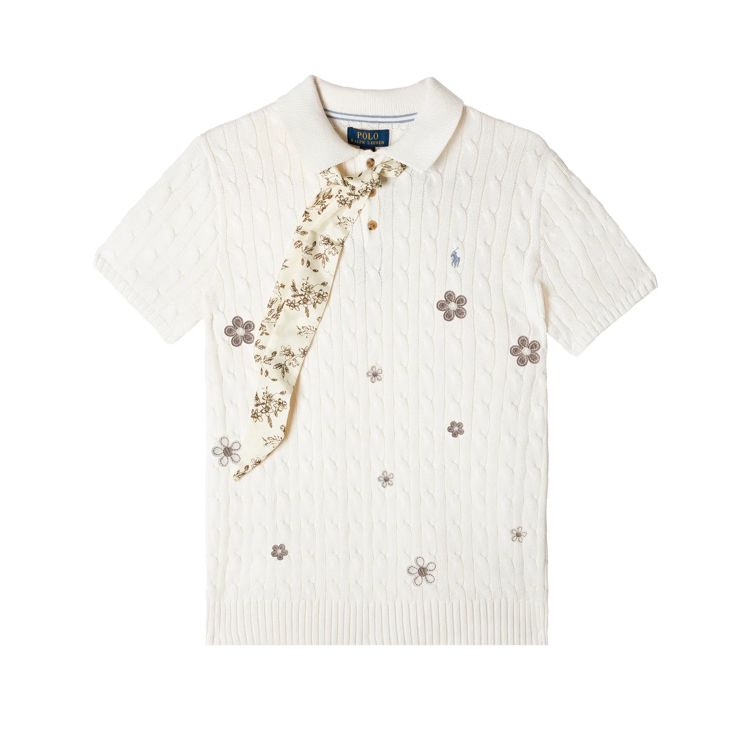 Детское худи с поло-воротником Milk White Polo Ralph Lauren