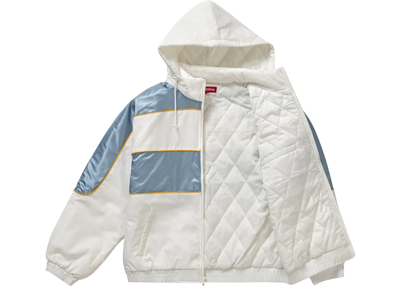 Мужская куртка пуховик с контрастной окантовкой Supreme Sports Piping Puffy, белый — фото 2
