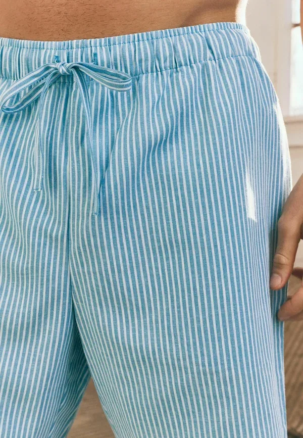 Комплект пижамных шорт Regular fit, Striped, Regular fit - woven stripe pyjama shorts 2 pack, Next, Green, синий/зеленый — фото 3