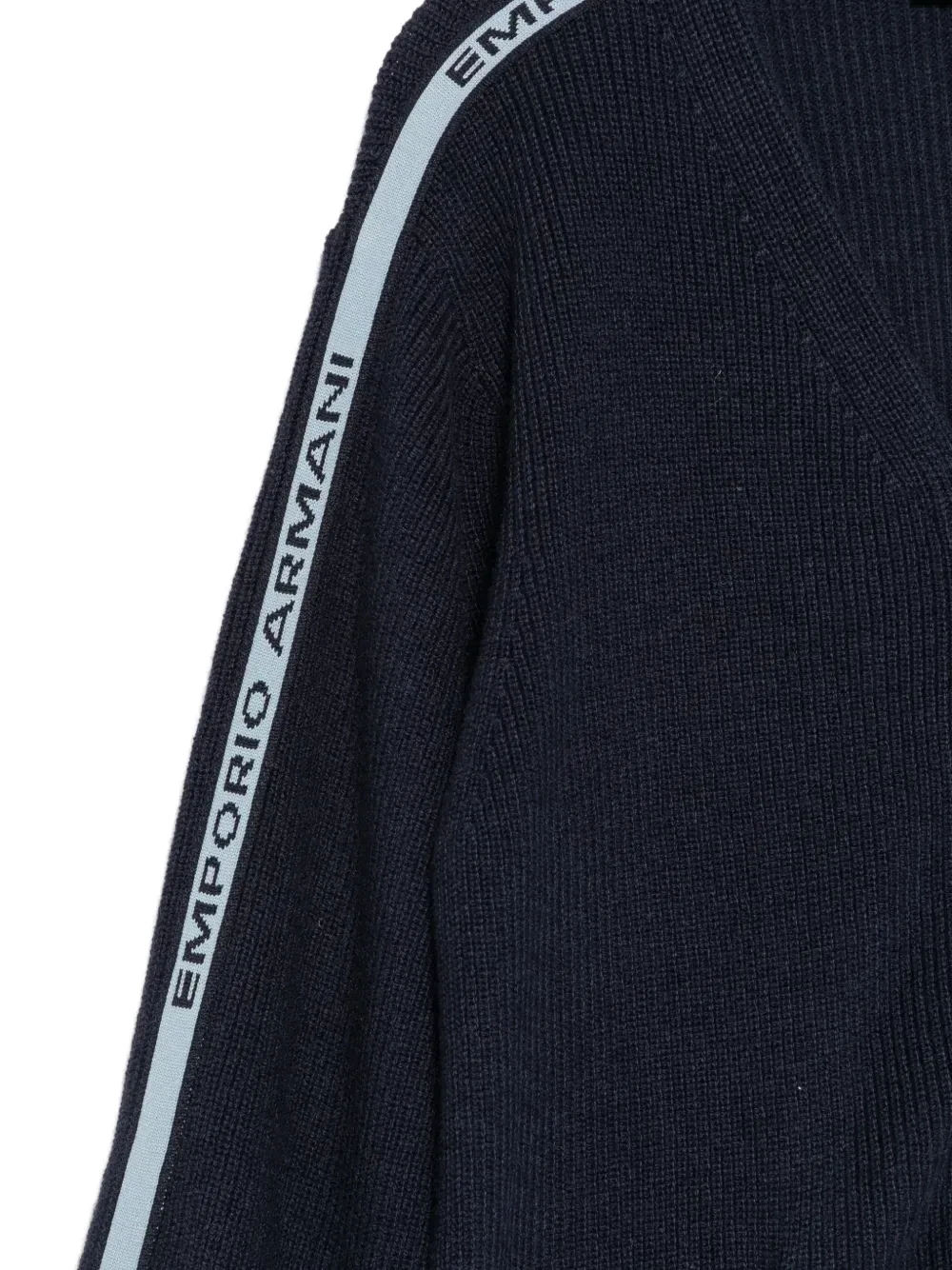Кардиган на молнии с логотипом Emporio Armani Kids, синий — фото 3