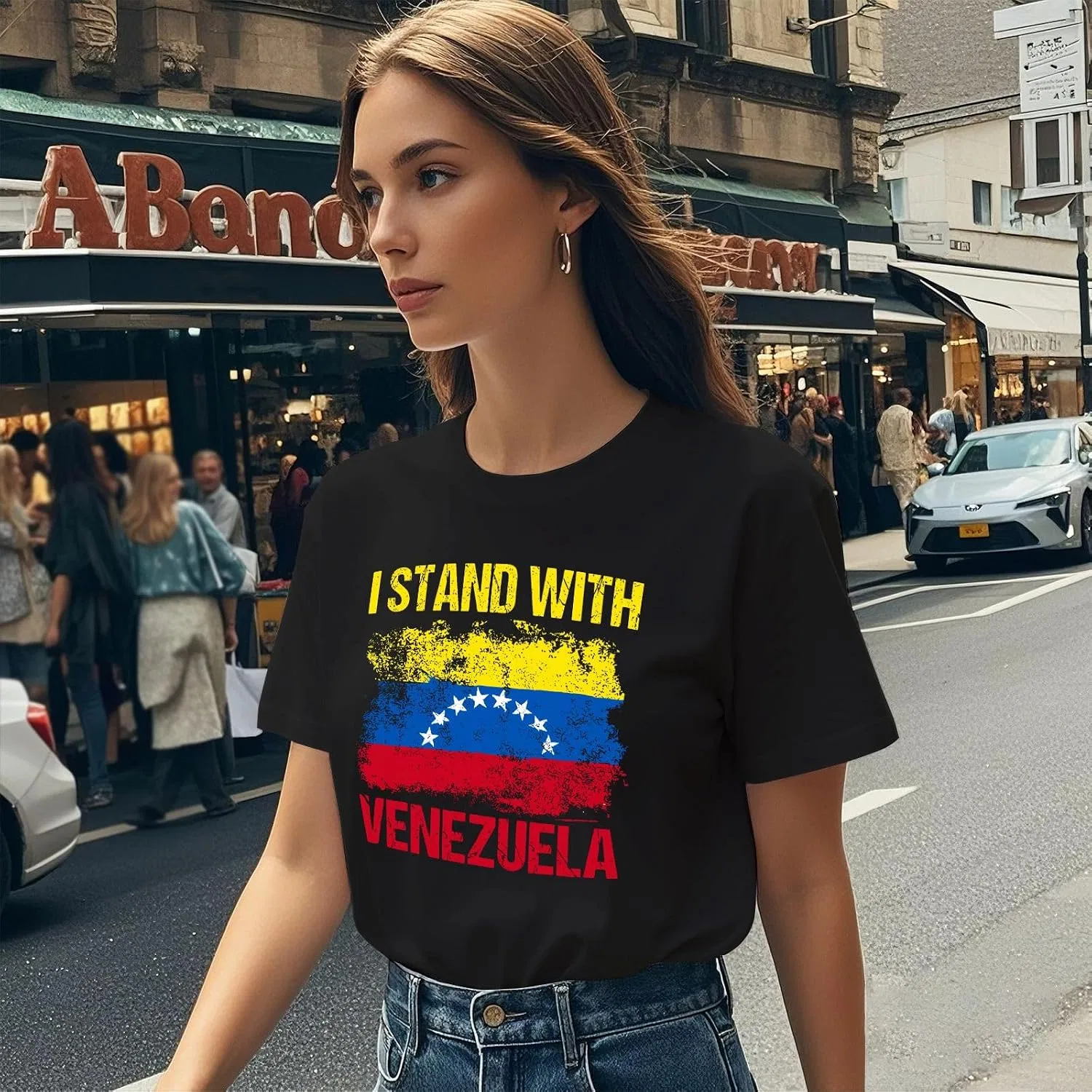 Футболка с принтом I Stand with Venezuela Generic, Allblack — фото 4