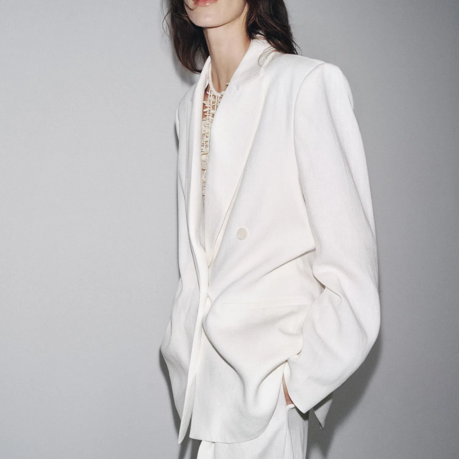 Женский костюм деловой ZARA, Raw White — фото 4