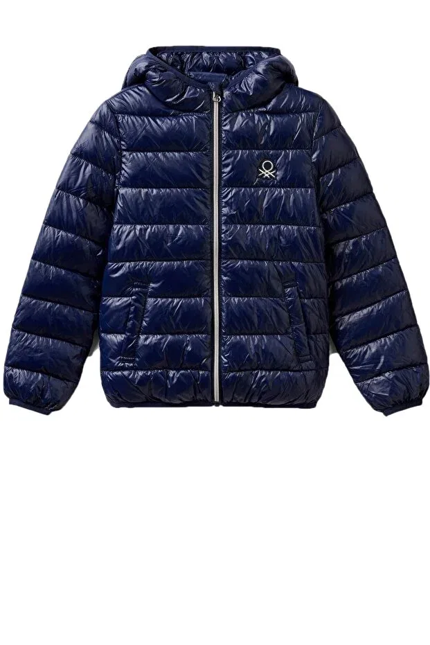 Детский пуховик для девочек с длинным рукавом 211ncn015 Benetton, Navy Blue