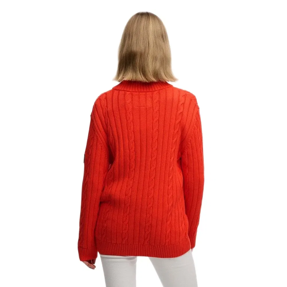 Свитер половинная молния Superdry Slouchy Cable Superdry, оранжевый — фото 2