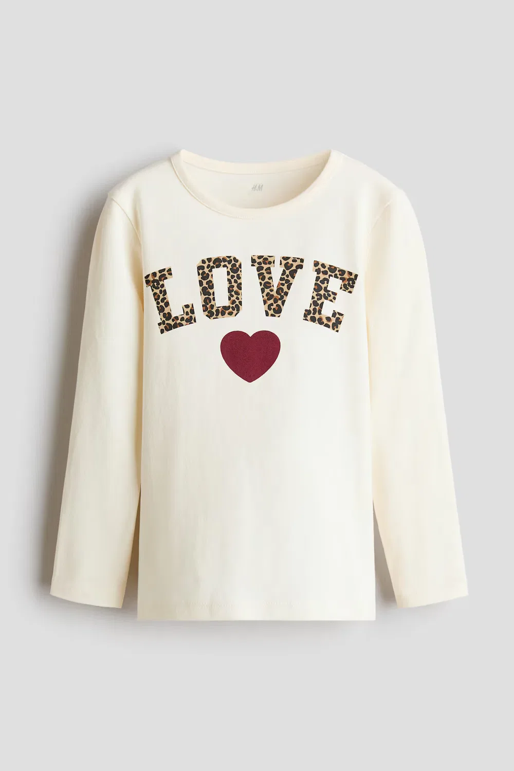 Хлопковая рубашка с принтом H&M, Cremefarben/Love