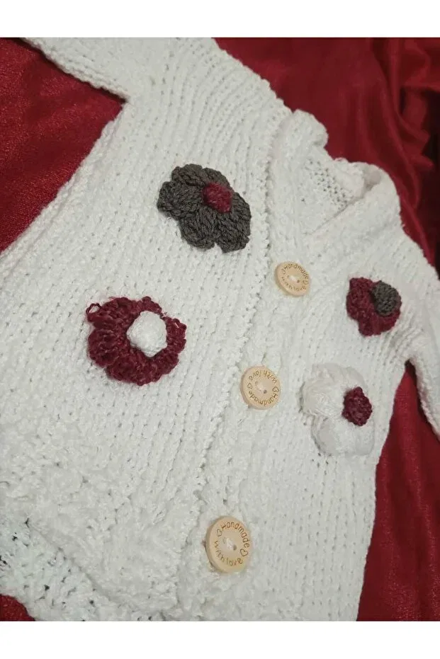Детский вязаное кардиган с цветочным принтом Gökçe'S place floral baby crop viral cardigan Marka, White