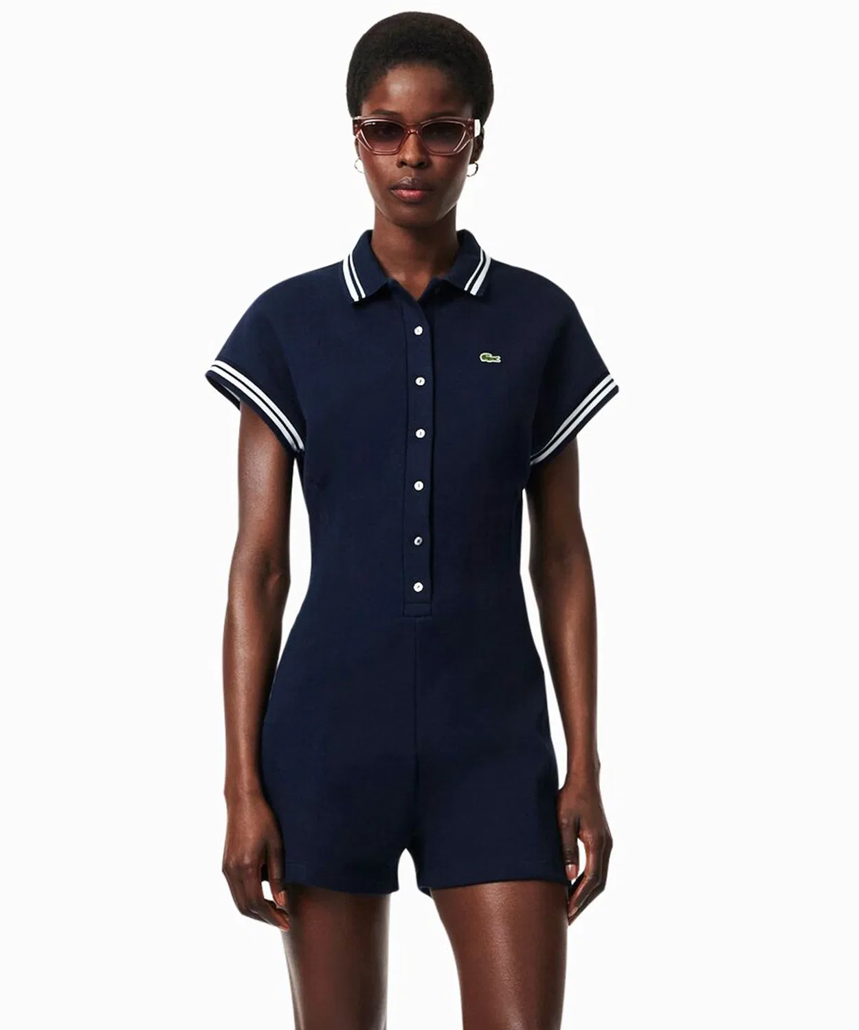 Женский комбинезон с поло-воротником Slim Fit LACOSTE, Blue — фото 3
