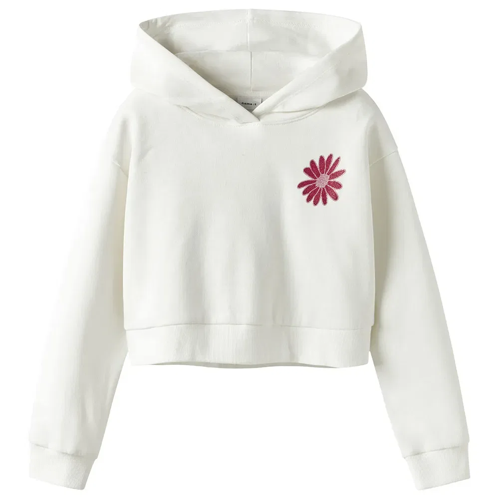 Худи свободного кроя Kory Crop Boxy Name It, белый
