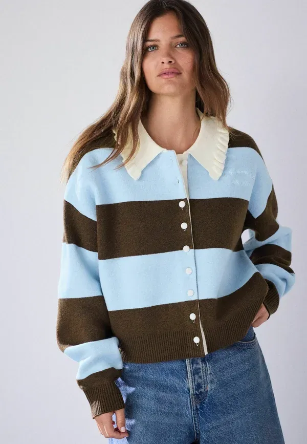 Кардиган полосатый bomber cardigan Next, синий, шоколадный, коричневый